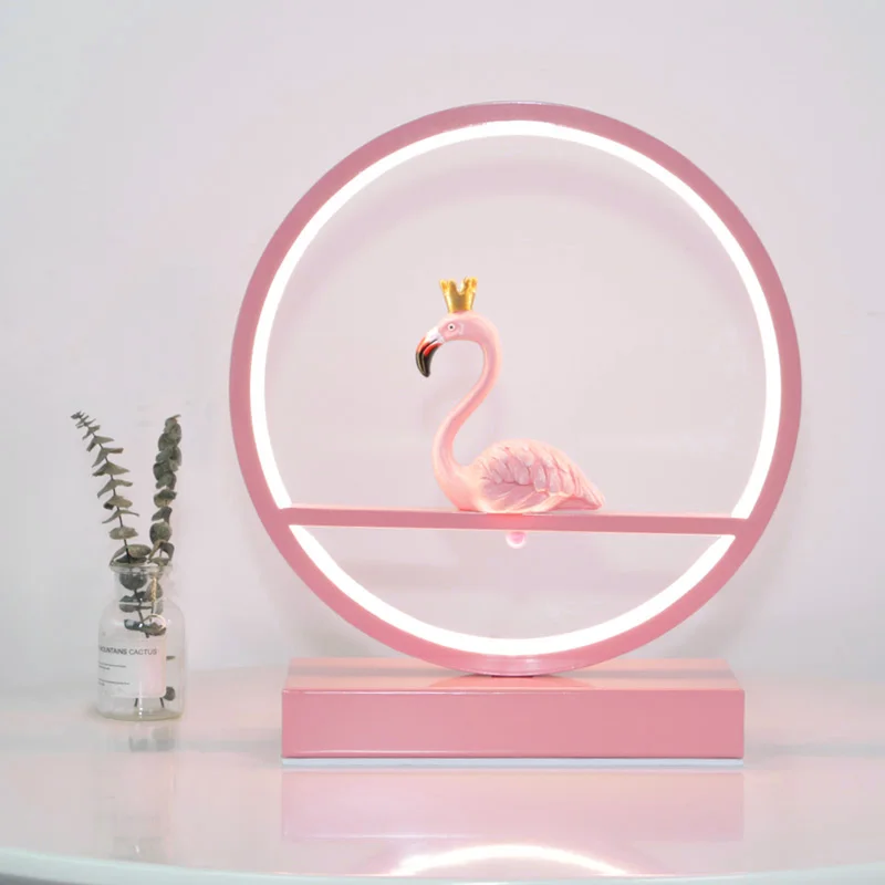 Фото Романтическая настольная лампа в скандинавском стиле с фламинго - купить