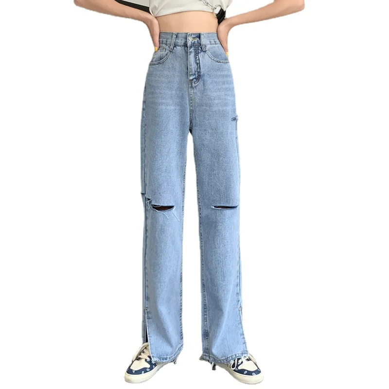 2022 Women's Size High Waist Wide Leg Jeans Ripped Straight Leg jeans Cut Jeans Women's blue jeans mom jeans Women's Jeans
2022 Women's Size High Waist Wide Leg Jeans Ripped Straight Leg jeans Cut Jeans Women's blue jeans mom jeans Women's Jeans