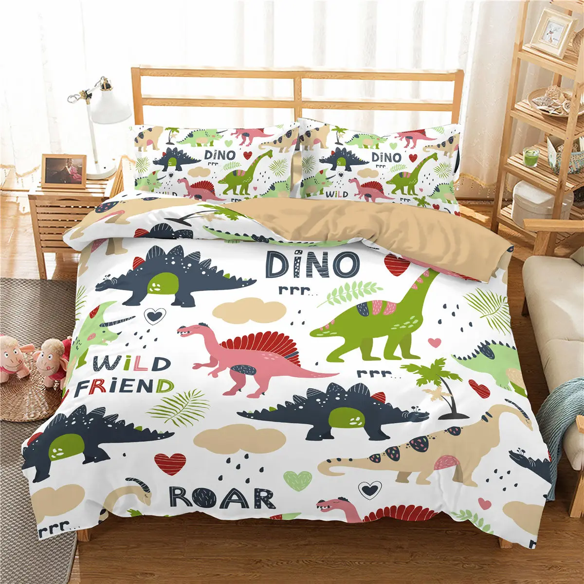 2/3pc Cartoon Dinosaur Bedding Set Kids Boys Home Textile Duvet Cover 3D Print Bedroom Cute Animal Quilt Cover Pillowcase
2/3pc Cartoon Dinosaur Bedding Set Kids Boys Home Textile Duvet Cover 3D Print Bedroom Cute Animal Quilt Cover Pillowcase