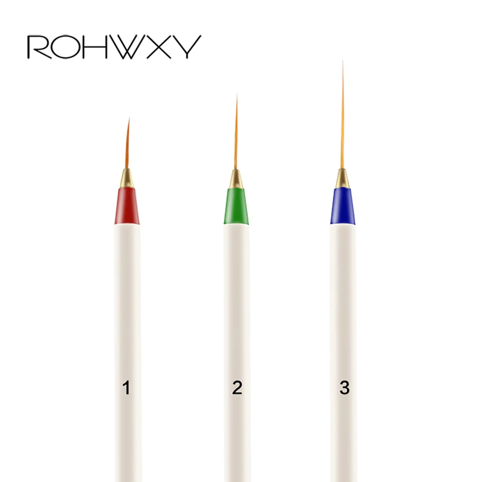 ROHWXY 3 шт./компл. Nail Art кисти акриловые французской живописи цветок дизайн в полоску