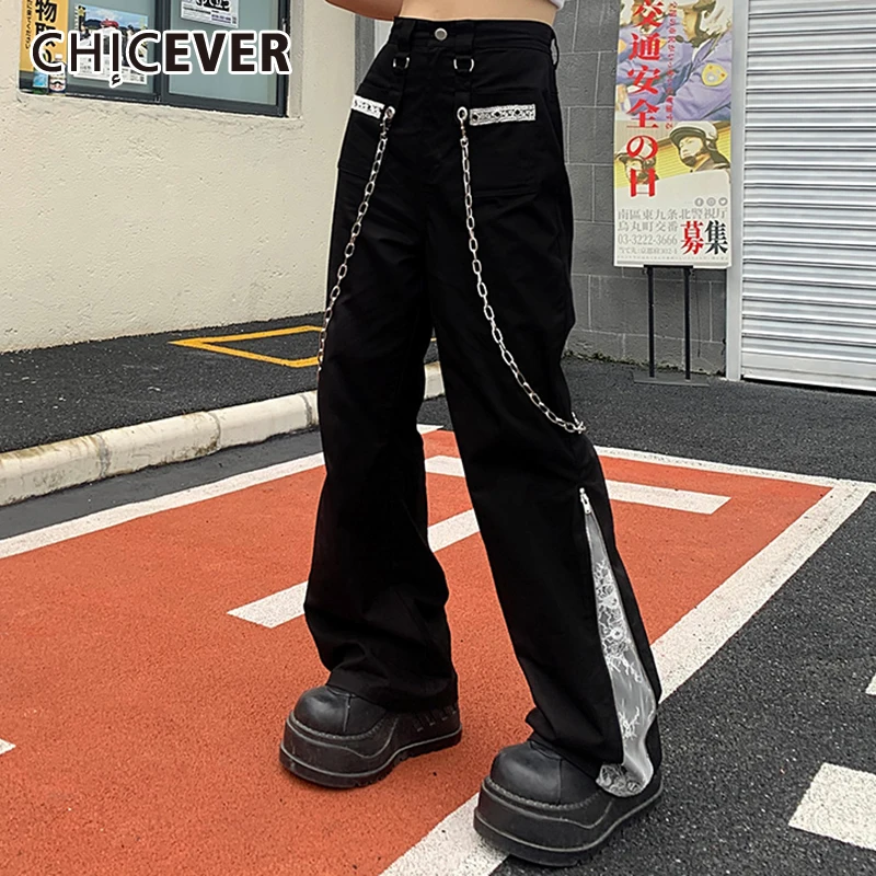 CHICEVER Black Straight Patchwork Chain Denim Women's Pant High Waist Full Length Casual Loose Pants Jean Women 2021 Autumn New
CHICEVER Black Straight Patchwork Chain Denim Women's Pant High Waist Full Length Casual Loose Pants Jean Women 2021 Autumn New
