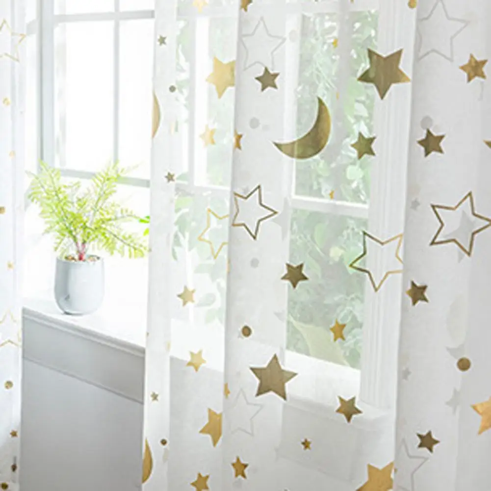 Curtains Drapes Versatile Semi Sheer Polyester Elastic Star Foil Print Sheer Curtains for Home
Curtains Drapes Versatile Semi Sheer Polyester Elastic Star Foil Print Sheer Curtains for Home