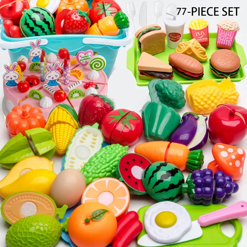 77 пластиковых игрушечных домиков для кухни набор игрушек имитация фруктов и