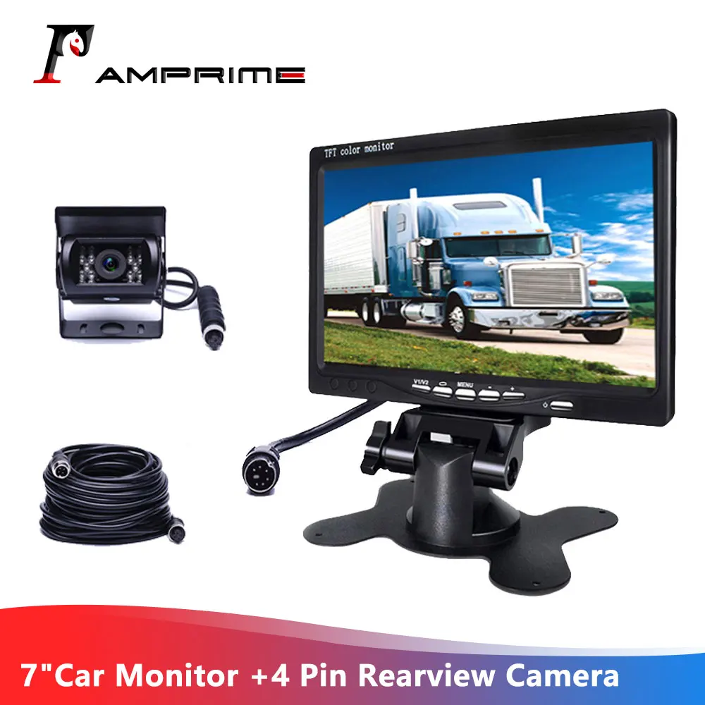 AMPrime DC 12 в 24 7 дюймовый TFT ЖК монитор автомобиля дисплей + 4 контактный ИК Ночное