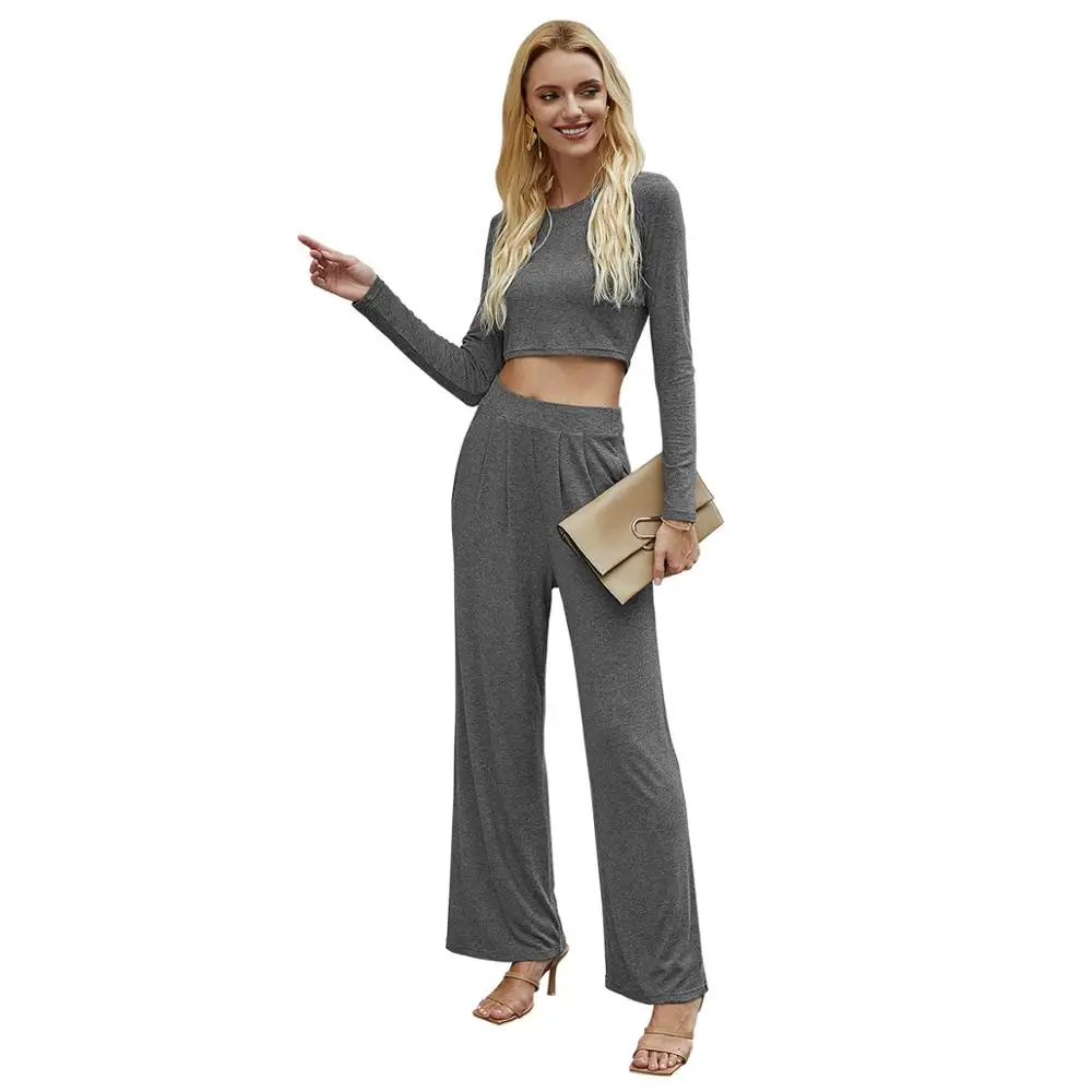 Women Sexy Slim Two Piece Set Crop Top And Wide Leg Pants Sets 2020 Autumn Casual Long Sleeve T Shirt And Pants Women Outfits
Women Sexy Slim Two Piece Set Crop Top And Wide Leg Pants Sets 2020 Autumn Casual Long Sleeve T Shirt And Pants Women Outfits