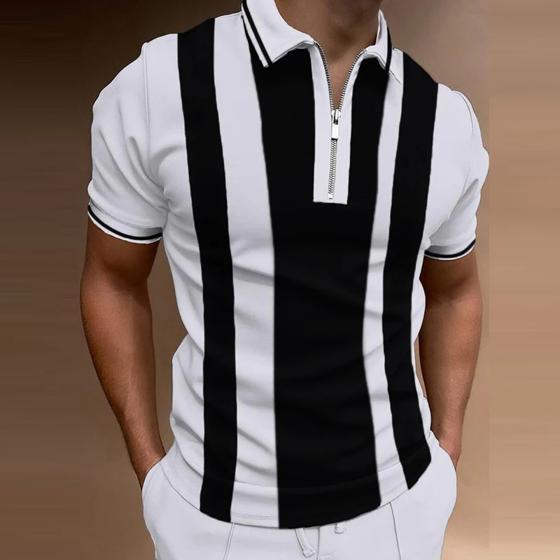 Men Casual Turn-down Collar Zip-up Polo Shirts 2021 Spring Summer Fashion Striped Patchwork Short Sleeve Tops Slim Polo Shirts
Men Casual Turn-down Collar Zip-up Polo Shirts 2021 Spring Summer Fashion Striped Patchwork Short Sleeve Tops Slim Polo Shirts