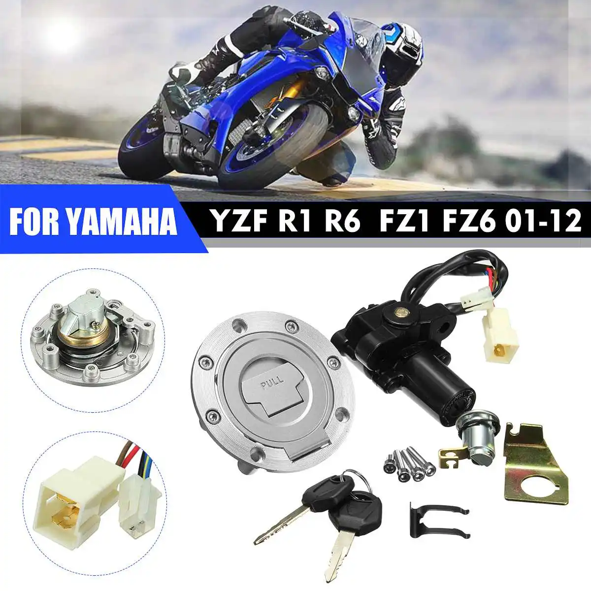 Крышка зажигания мотоцикла для бензобака, крышка замка с ключами для Yamaha FJR1300 YZF R1 R6 R6S FZ6
Крышка зажигания мотоцикла для бензобака, крышка замка с ключами для Yamaha FJR1300 YZF R1 R6 R6S FZ6