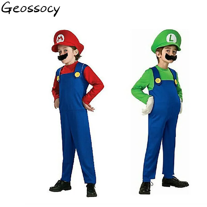 Halloween Costumes Funny Super Mario Luigi Brother Costume Kids Children Boys Girls Fantasia Cosplay Jumpsuit fance dress up cos
Halloween Costumes Funny Super Mario Luigi Brother Costume Kids Children Boys Girls Fantasia Cosplay Jumpsuit fance dress up cos
