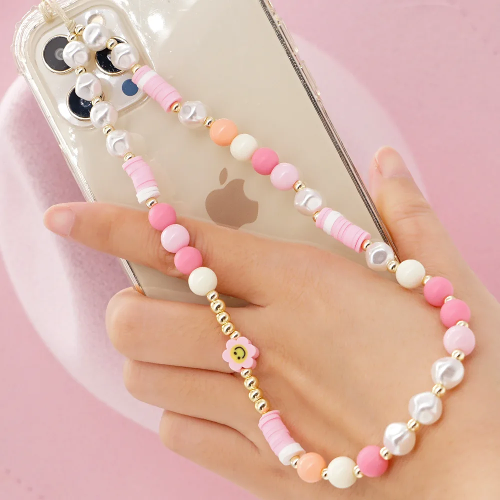 Bohemian Pink Soft Pottery White Pink Gold Round Beads Women's Mobile Phone Decoration Anti-Lost Lanyard Chain Jewelry Accessory
Bohemian Pink Soft Pottery White Pink Gold Round Beads Women's Mobile Phone Decoration Anti-Lost Lanyard Chain Jewelry Accessory