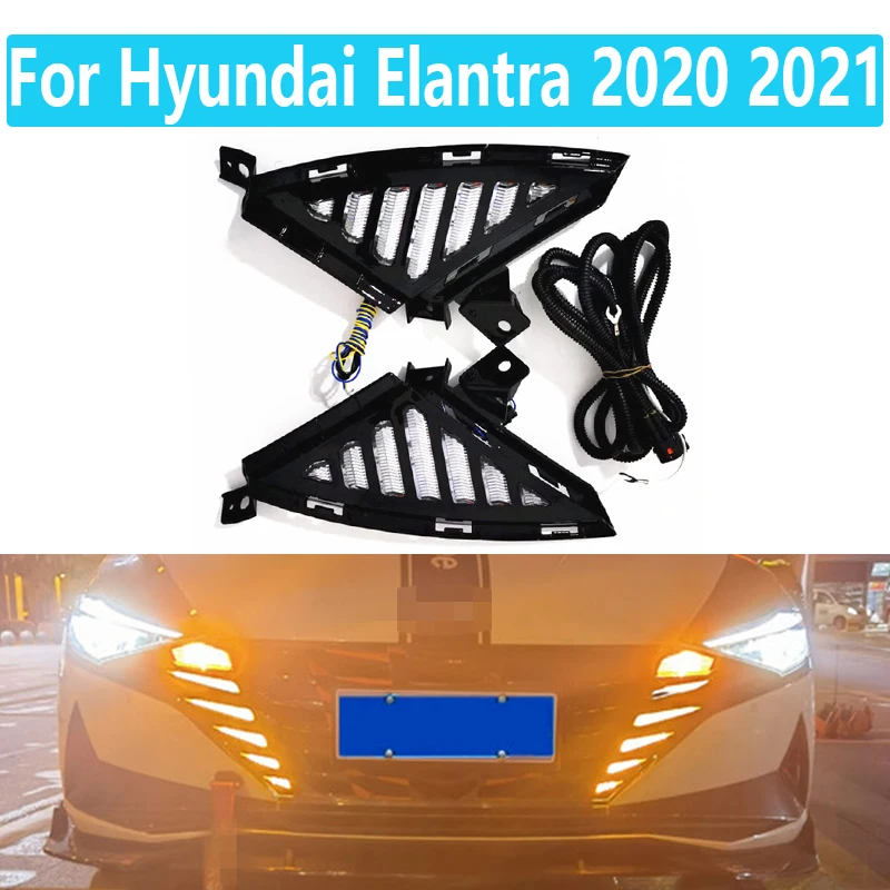 

Для Hyundai Elantra 2020 2021 светодиодный ные дневные ходовые огни Противотуманные фары указатели поворота в сборе