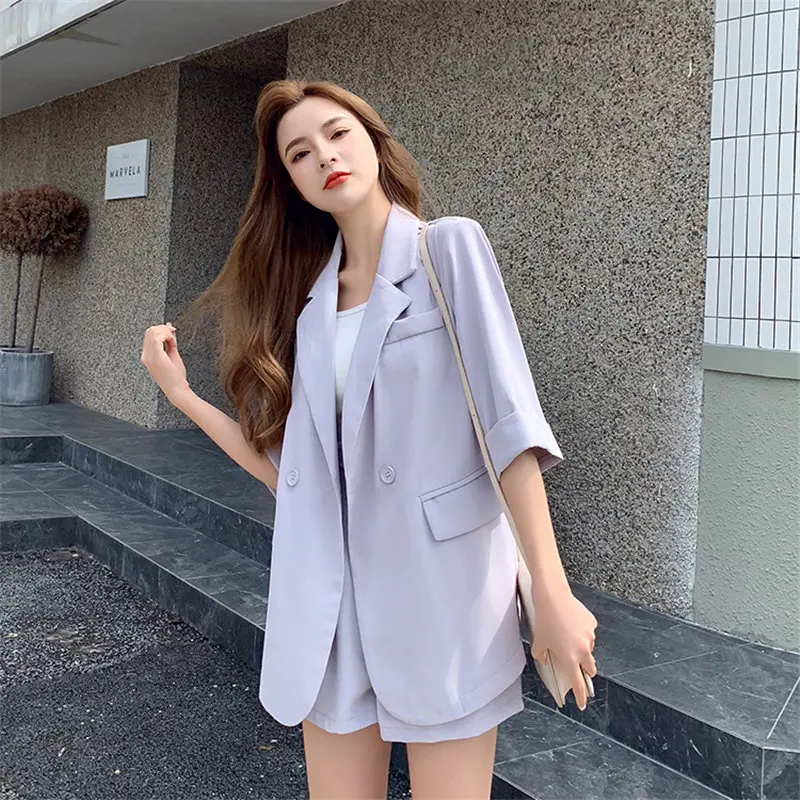 2021 Streetwear Chic Elegance Brief Blazers+High Waist Stylish Hot Shorts Suits Women 2 Piece Sets Women OL Purple Thin Summer
2021 Streetwear Chic Elegance Brief Blazers+High Waist Stylish Hot Shorts Suits Women 2 Piece Sets Women OL Purple Thin Summer