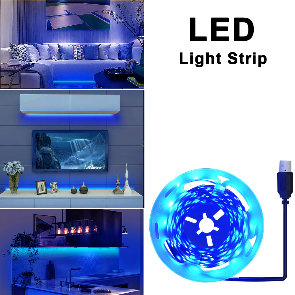 CNSUNWAY Led Light Strip USB Blue 2835SMD Flexible Ribbon 0.5M 1M 2M 3M Tape Diode DC5V TV Backlight Living Room LED Lamp
CNSUNWAY Led Light Strip USB Blue 2835SMD Flexible Ribbon 0.5M 1M 2M 3M Tape Diode DC5V TV Backlight Living Room LED Lamp