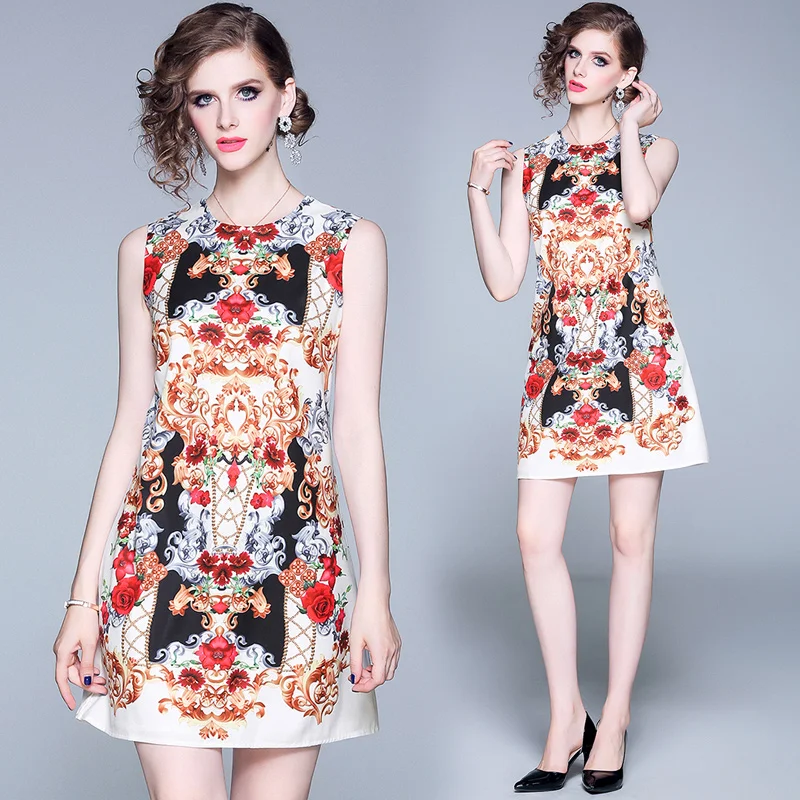 New Style Of Noble Sleeveless Elegant Flower Body-building A-print Vest Dress In 2019
New Style Of Noble Sleeveless Elegant Flower Body-building A-print Vest Dress In 2019