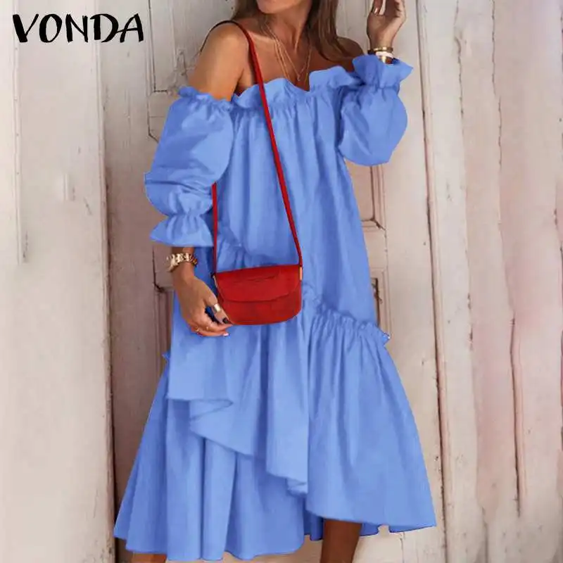Summe Dress VONDA 2021 Bohemian Women Long Sleeve Asymmetrical Midi Sundress Sexy One Shoulder Pleated Party Vestidos Oversized
Summe Dress VONDA 2021 Bohemian Women Long Sleeve Asymmetrical Midi Sundress Sexy One Shoulder Pleated Party Vestidos Oversized