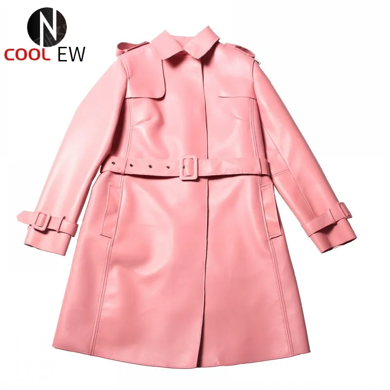 2021 New Women Genuine Leather Slim Pink Trench Coats Sashes Belt Long Sleeve Autumn Winter Real Leather Sheepskin Long Jackets
2021 New Women Genuine Leather Slim Pink Trench Coats Sashes Belt Long Sleeve Autumn Winter Real Leather Sheepskin Long Jackets