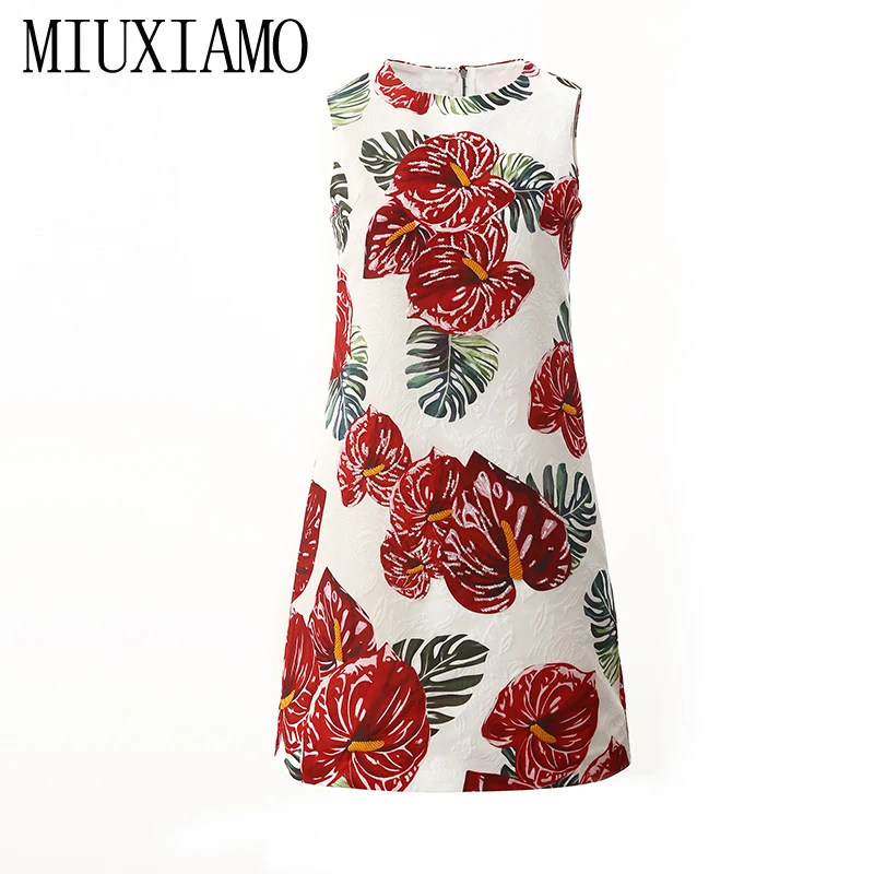 MIUXIMAO High Quality 2020 Spring& Summer dress Diamonds Elegant Party dress Red Leaf Print White Casual Dress Women Vestidos
MIUXIMAO High Quality 2020 Spring& Summer dress Diamonds Elegant Party dress Red Leaf Print White Casual Dress Women Vestidos