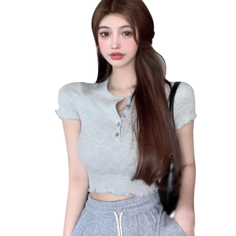 Summer Fashion Simple Short-sleeved T-shirt Women Korean Style V Neck Bottoming Tee
Summer Fashion Simple Short-sleeved T-shirt Women Korean Style V Neck Bottoming Tee