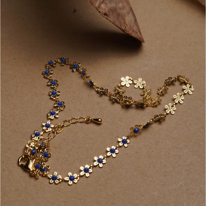 Gold Chain Blue White Small Flower Choker Necklace Women Collares Bohemian Beach Jewelry Gift Temperament Clavicle Chain
Gold Chain Blue White Small Flower Choker Necklace Women Collares Bohemian Beach Jewelry Gift Temperament Clavicle Chain