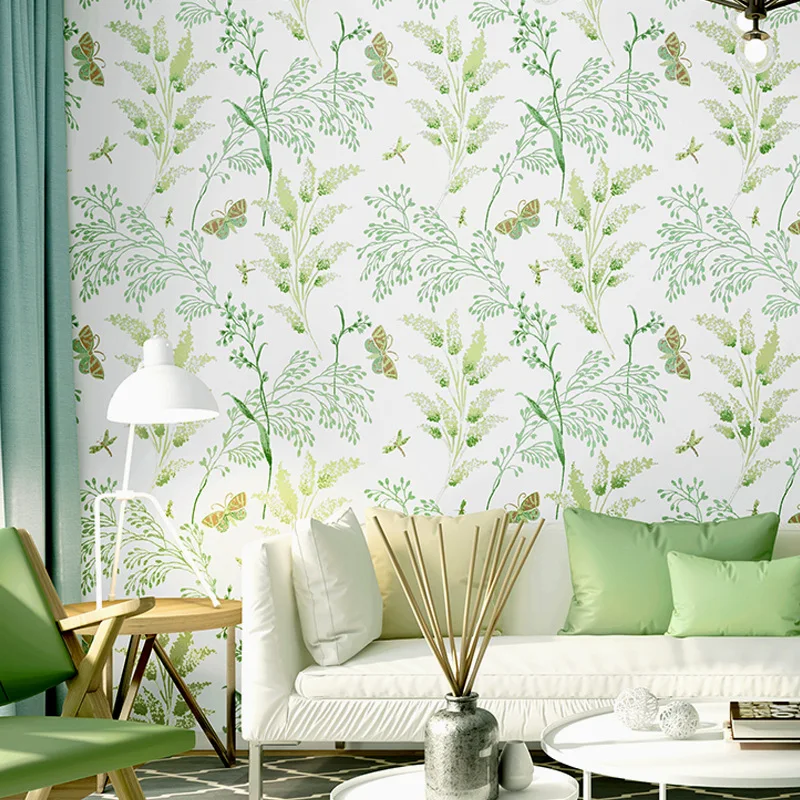 Fresh TV background wallpapers literary pastoral style green small floral warm bedroom living room Nordic wallpaper 
Fresh TV background wallpapers literary pastoral style green small floral warm bedroom living room Nordic wallpaper