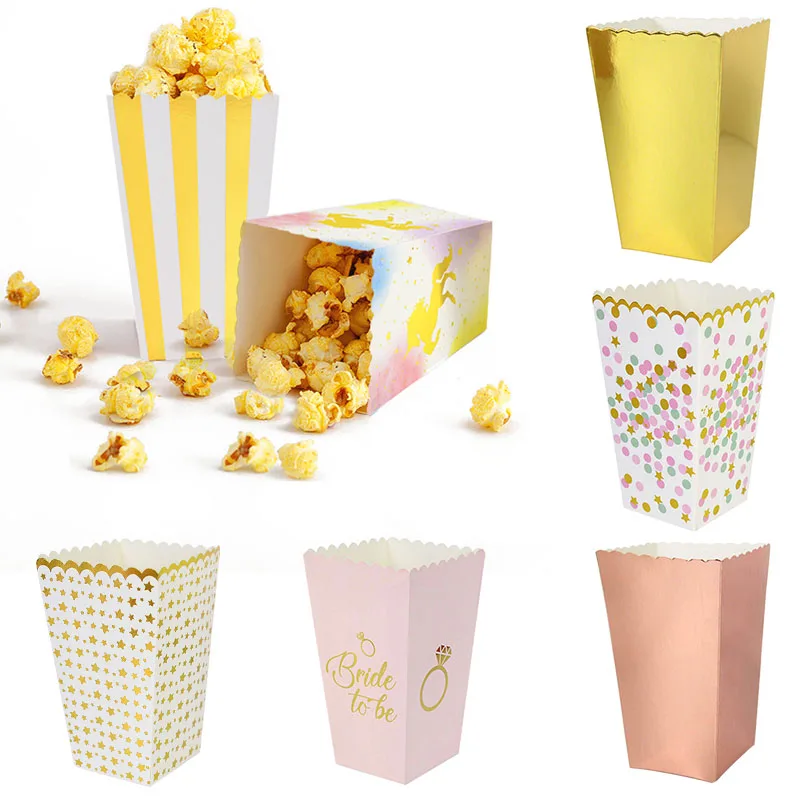 

6/12pcs Unicorn Gold Silver Party Paper Popcorn Box Gift Candy/ Sanck Favor Bag Wedding Kids Birthday Party Gift Bags Supplies