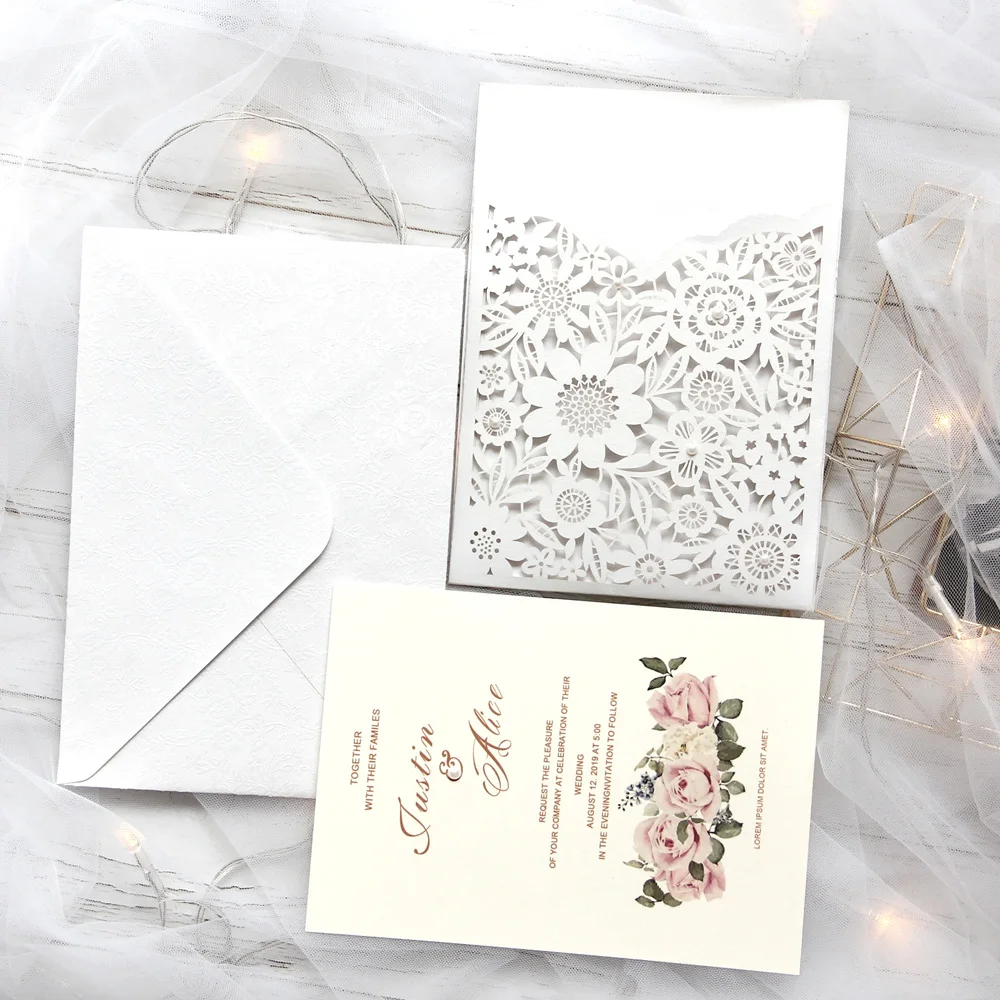 20pcs/lot Laser Cut Wedding Invitations Lace Hollow Flora Elegant Invites Cards For Marriage Party Supplies
20pcs/lot Laser Cut Wedding Invitations Lace Hollow Flora Elegant Invites Cards For Marriage Party Supplies