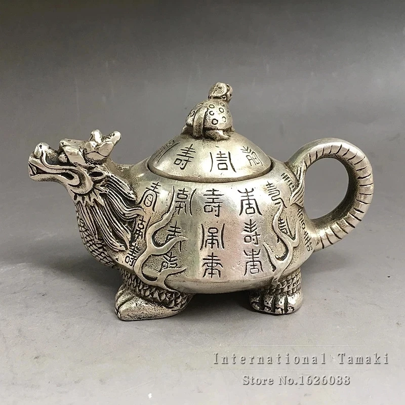 Silver-plated white copper dragon pot Decoration kettle teapots copper pot decorative antique collection
Silver-plated white copper dragon pot Decoration kettle teapots copper pot decorative antique collection
