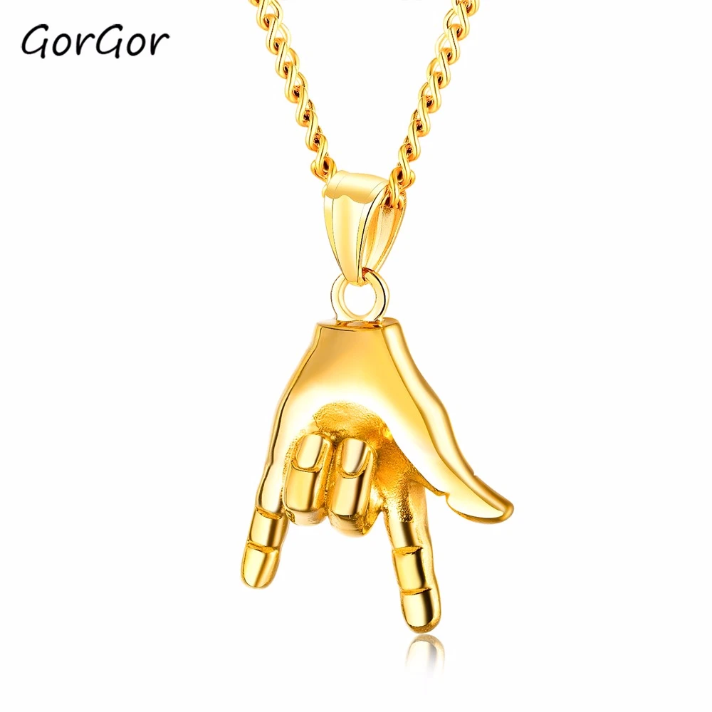 GorGor Jewelry Men Design New Style Titanium Steel Punk Rock Gesture Hip Hop Trendy Men's Pendant Individuality Necklace 1510
GorGor Jewelry Men Design New Style Titanium Steel Punk Rock Gesture Hip Hop Trendy Men's Pendant Individuality Necklace 1510