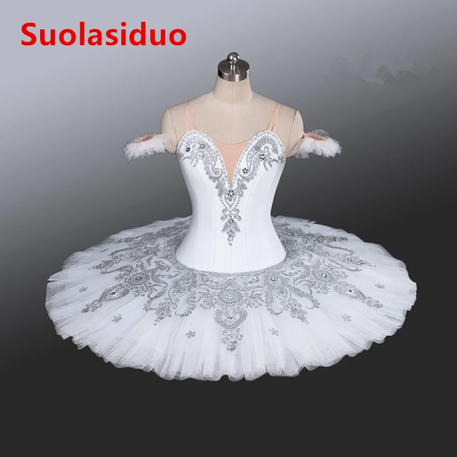 

Swan Lake Professional Ballet Tutu Dance Costumes White Classical Stage Performance Dancing Skirt Pancake Ballet Dress