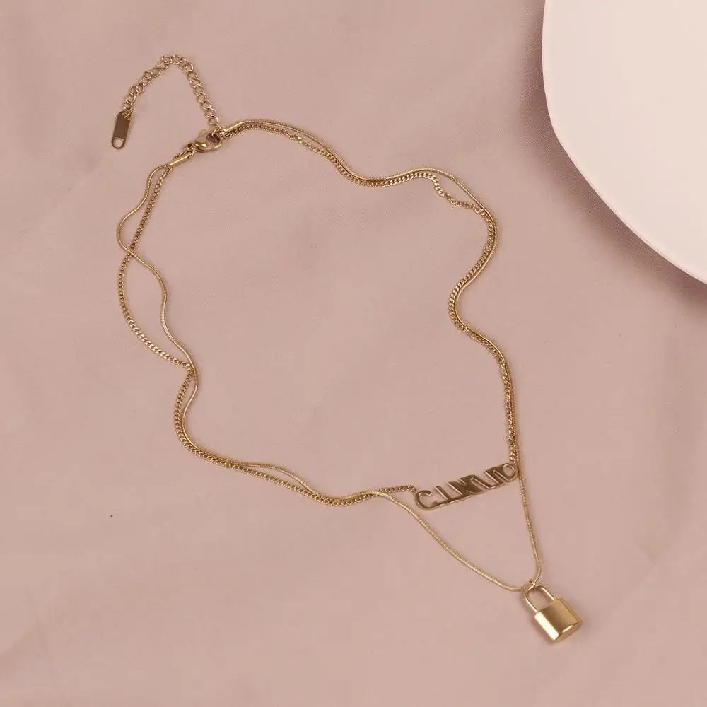 Fashion new titanium steel letter necklace female simple lock clavicle chain hot sale
Fashion new titanium steel letter necklace female simple lock clavicle chain hot sale