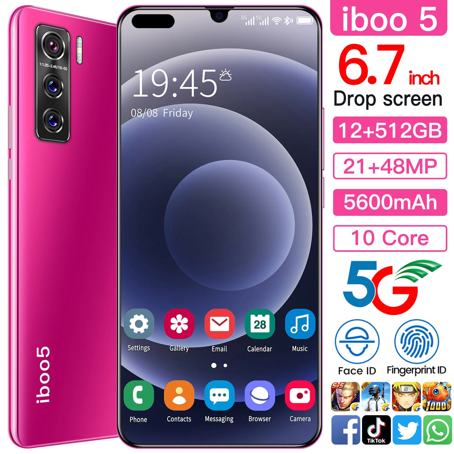 Global edition IBOO 5 Android10 12-512GB large MEMORY 5G 4800 mah 6.7-inch large screen MTK6889 10 core fashion smart phone
Global edition IBOO 5 Android10 12-512GB large MEMORY 5G 4800 mah 6.7-inch large screen MTK6889 10 core fashion smart phone