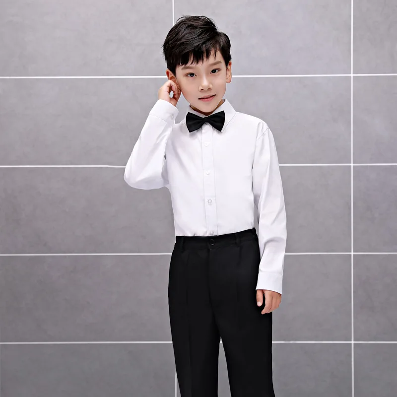 Lolanta 3-12 Years Kids Boys Solid Long Sleeve White Button Up T-Shirt for Tuxedo Blazer Formal Wear | Мать и