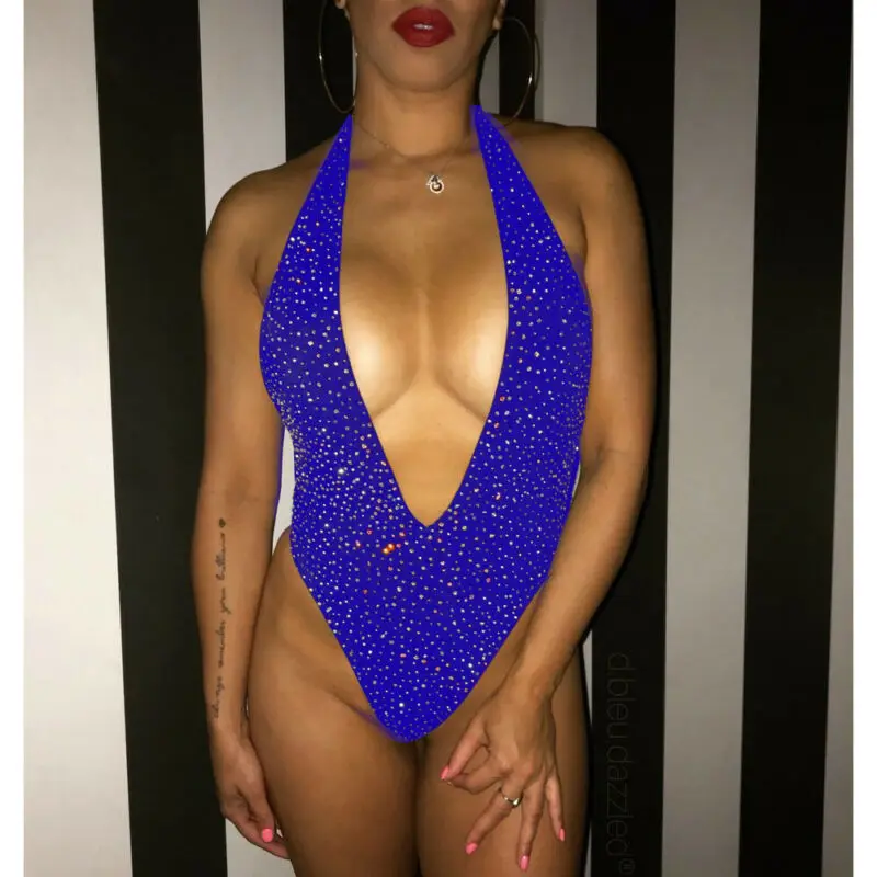 Summer Women Sexy Deep V-neck Sleeveless Sequins Stretch Bodysuit Swimsuits Swimwear Beachwear Bathing Suits Costume
Summer Women Sexy Deep V-neck Sleeveless Sequins Stretch Bodysuit Swimsuits Swimwear Beachwear Bathing Suits Costume