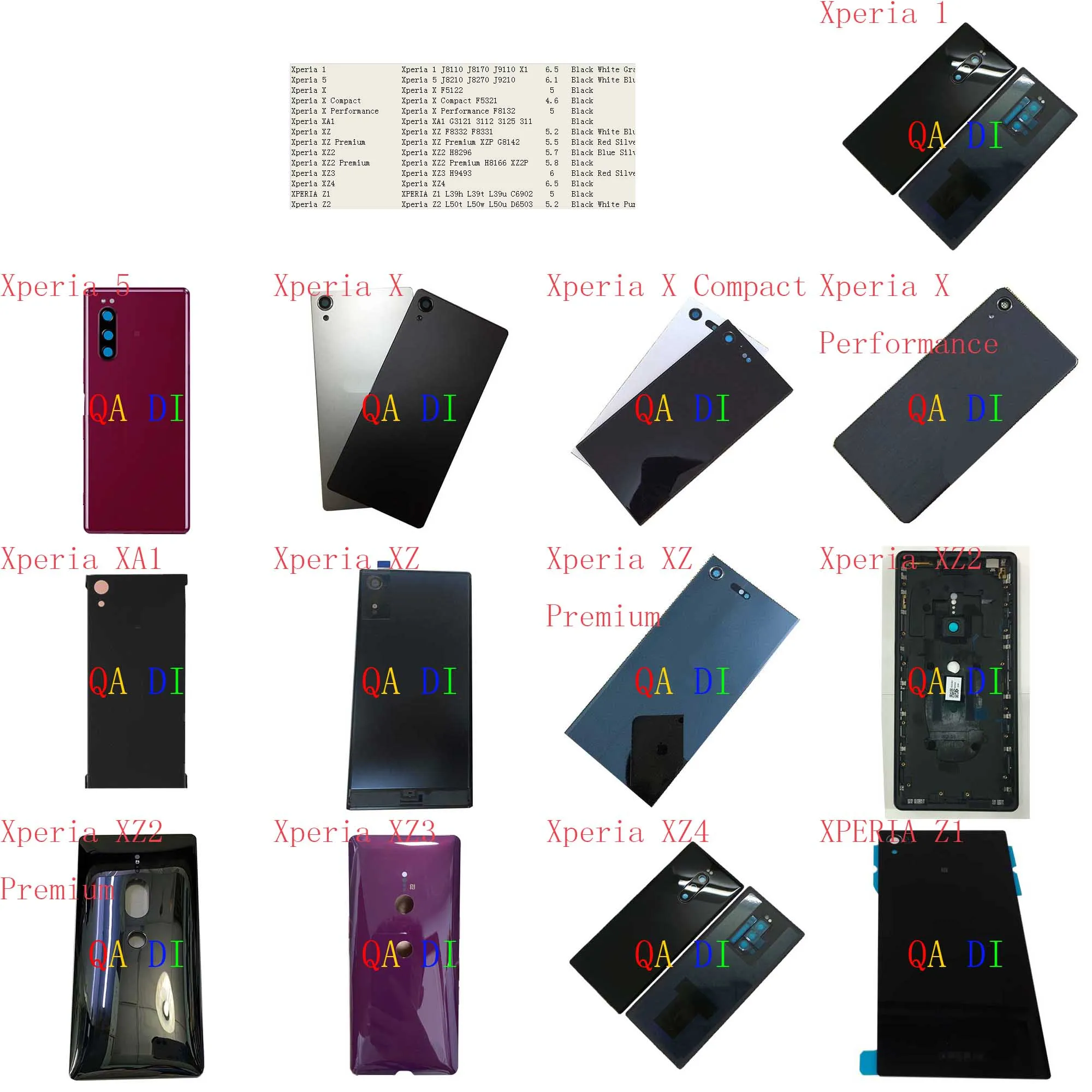 Фото Крышка батарейного отсека для Sony Xperia 1 5 Compact Performance XA1 XZ Premium XZ2 XZ3 XZ4 - купить