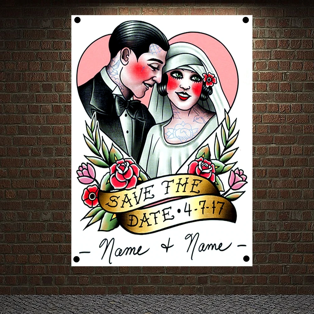 SAVE THE DATE Tattoo Banners Canvas Painting Wall Art Print Vintage Posters Home Decor Mural Hanging Flag 4 Gromments in Corners
SAVE THE DATE Tattoo Banners Canvas Painting Wall Art Print Vintage Posters Home Decor Mural Hanging Flag 4 Gromments in Corners