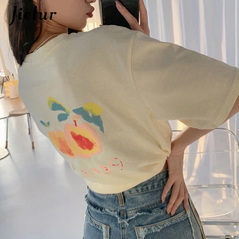 Jielur Korean Style Cotton and Linen Tee Shirt Women Apricot Peach Short-sleeved Tshirt Women Letter Print Loose Summer Top S-L
Jielur Korean Style Cotton and Linen Tee Shirt Women Apricot Peach Short-sleeved Tshirt Women Letter Print Loose Summer Top S-L