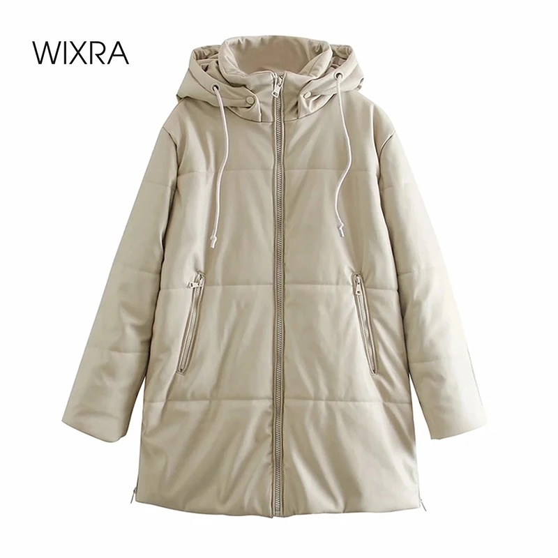 Wixra Women Winter Faux Leather Padded Jacket Thicken Parkas Coat Zipper Drawstring Hodded Warm Outwear Solid Long Overcoat
Wixra Women Winter Faux Leather Padded Jacket Thicken Parkas Coat Zipper Drawstring Hodded Warm Outwear Solid Long Overcoat
