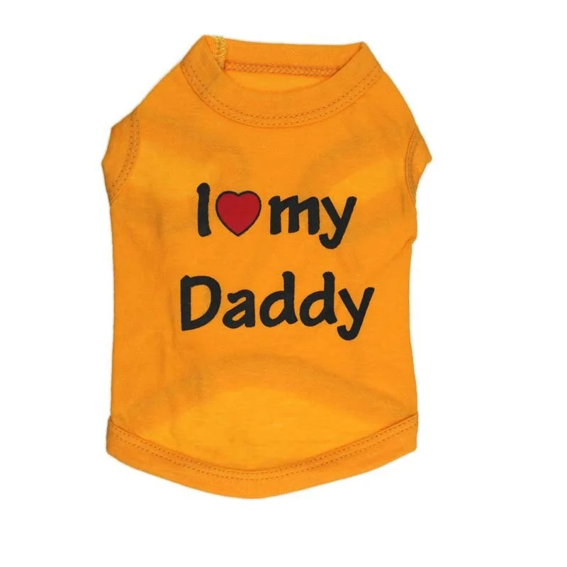 Hot Selling Summer Dog Vest Shirt Clothes Coat Pet Cat Puppy 100%Cotton Vests I LOVE MY DADDY MOMMY Clothing For Dogs Costumes
Hot Selling Summer Dog Vest Shirt Clothes Coat Pet Cat Puppy 100%Cotton Vests I LOVE MY DADDY MOMMY Clothing For Dogs Costumes