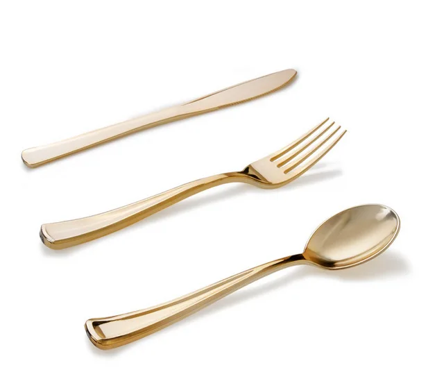 25 Pieces of Disposable Meal Set, Knife, Fork and Spoon, Eco Friendly Thick Bronzing Birthday Party Tableware Kitchen Table Set
25 Pieces of Disposable Meal Set, Knife, Fork and Spoon, Eco Friendly Thick Bronzing Birthday Party Tableware Kitchen Table Set