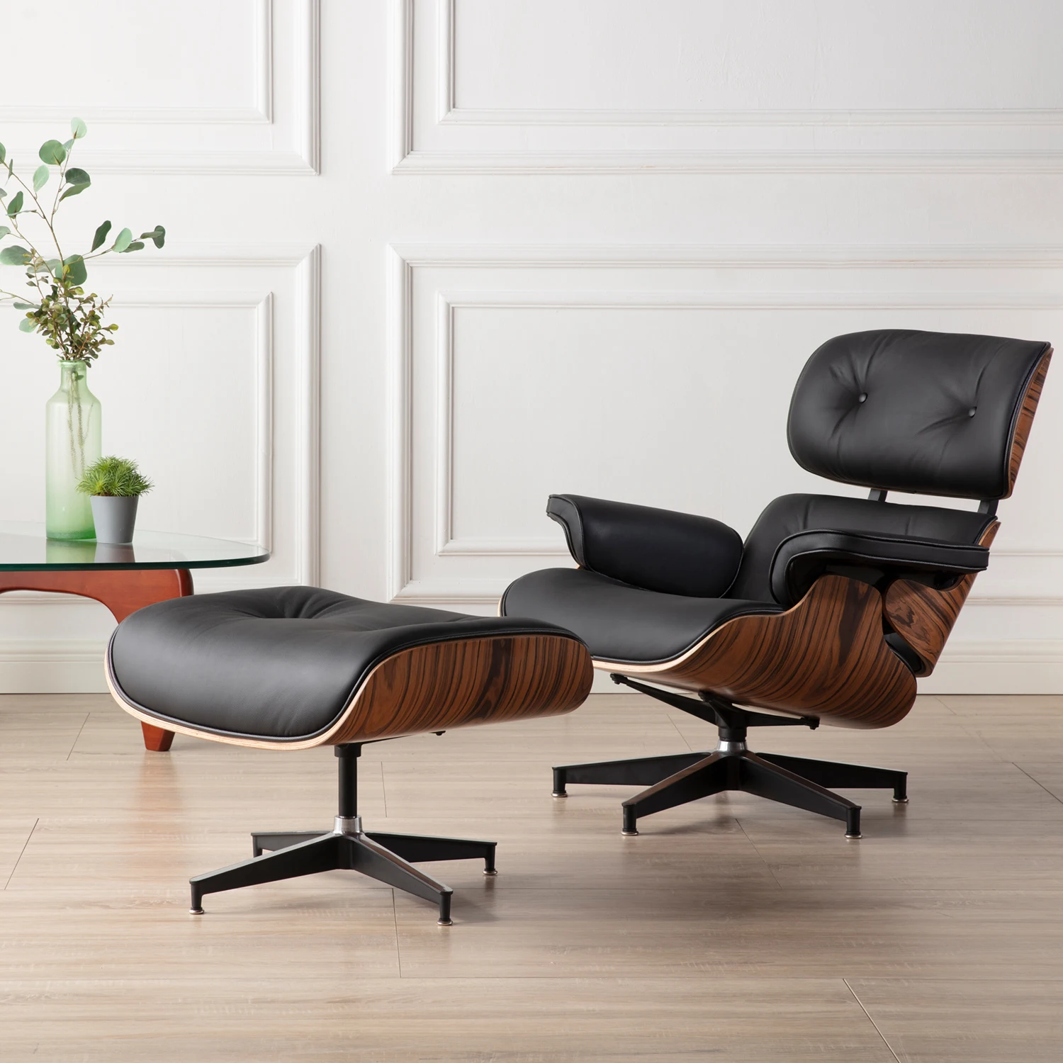 Furgle Chaise Chair Lounge Chair With Ottoman Black Palisander Wood Chair with Black Real Leather For Living Room Furniture Set
Furgle Chaise Chair Lounge Chair With Ottoman Black Palisander Wood Chair with Black Real Leather For Living Room Furniture Set