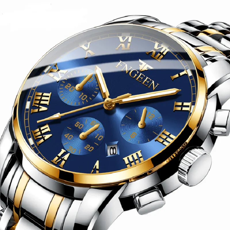New Men's Business Waterproof Three Eye Dial Design Roman Digital Date Display Back Light Electronic Quartz Watch
New Men's Business Waterproof Three Eye Dial Design Roman Digital Date Display Back Light Electronic Quartz Watch