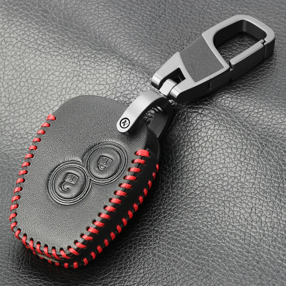Модный кожаный чехол для автомобильного ключа Обложка 2 кнопки Renault Clio Scenic Megane Duster