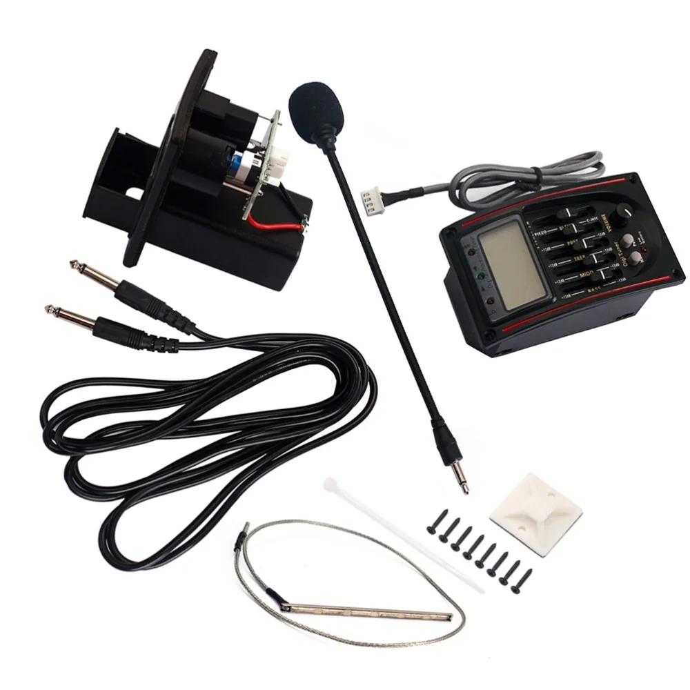 5 Band Acoustic Guitar Preamp EQ Equalizer Guitar Preamplifier Piezo Pickup with LCD Tuner and Microphone Volume Blend Presence
5 Band Acoustic Guitar Preamp EQ Equalizer Guitar Preamplifier Piezo Pickup with LCD Tuner and Microphone Volume Blend Presence