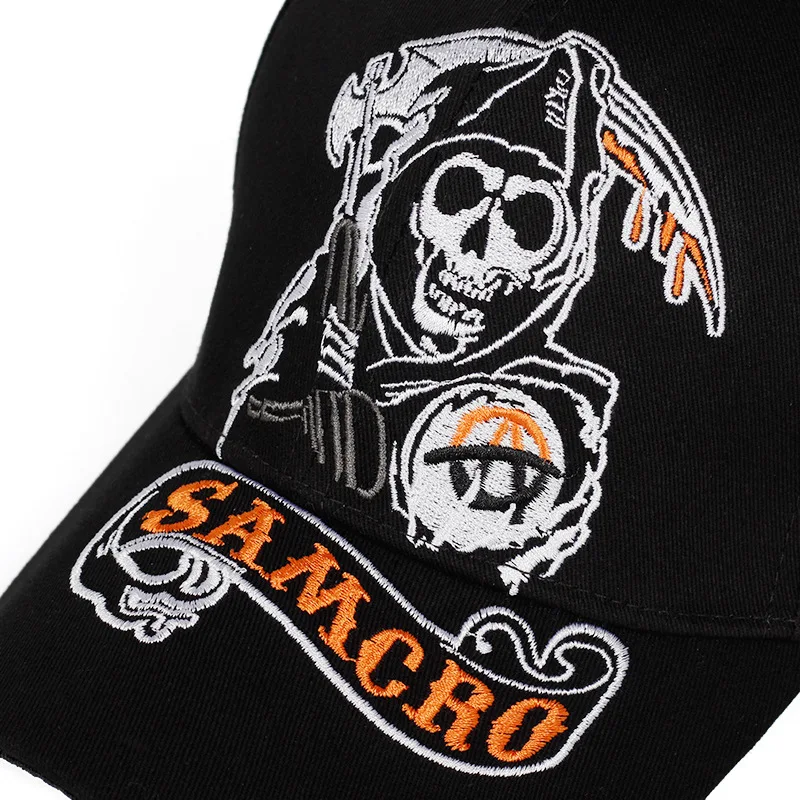 2021 SAMCRO Baseball Cap Sons of Anarchy Skull Embroidery Casual Snapback Hat Fashion High Quality Racing Motorcycle Sport hat
2021 SAMCRO Baseball Cap Sons of Anarchy Skull Embroidery Casual Snapback Hat Fashion High Quality Racing Motorcycle Sport hat