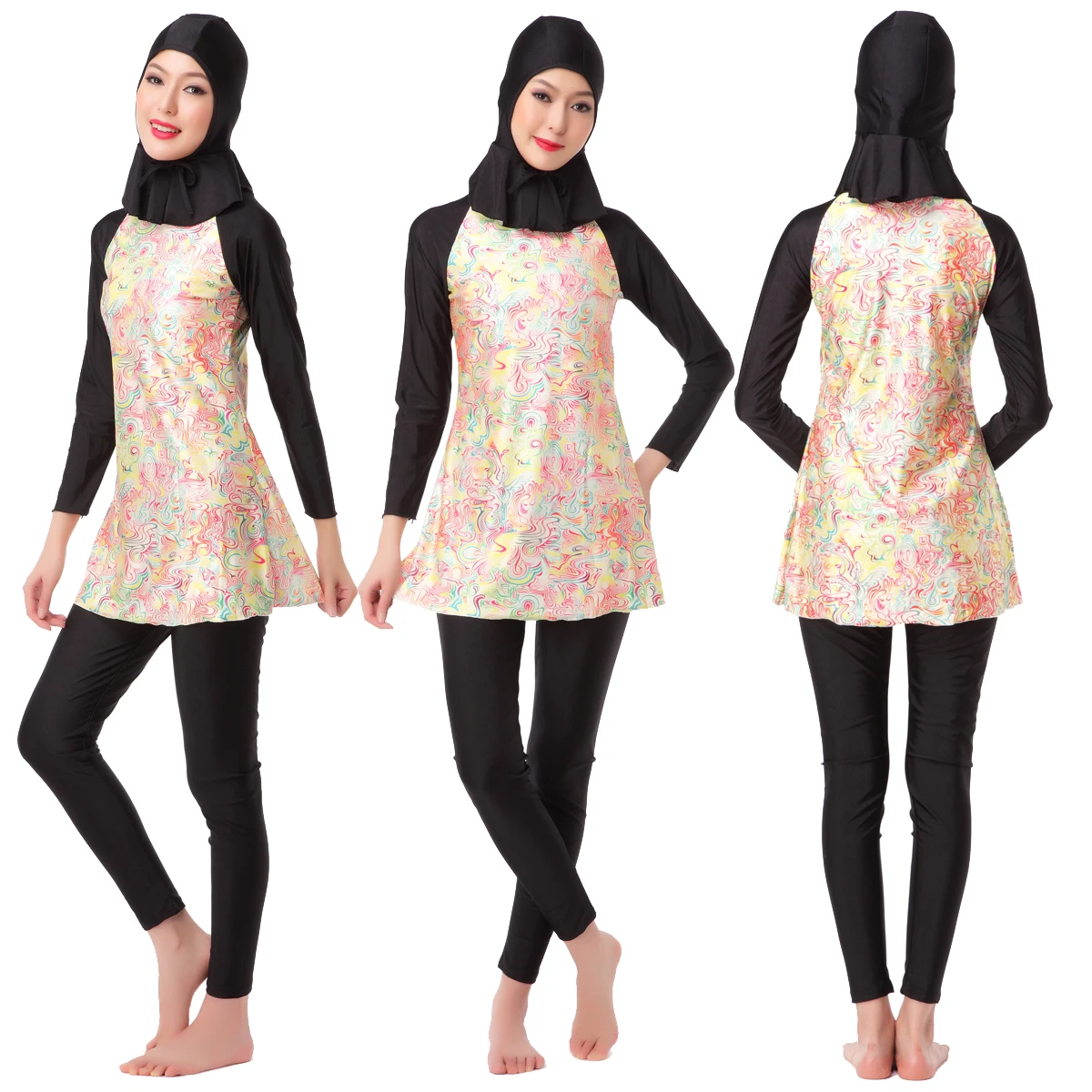 Muslim Full Swimwear Women Hijab+Long Sleeve+leggings Sports Swimsuit 3pcs Islamic Burkinis Girls Bathing Swimming Suits XS-3XL 
Muslim Full Swimwear Women Hijab+Long Sleeve+leggings Sports Swimsuit 3pcs Islamic Burkinis Girls Bathing Swimming Suits XS-3XL