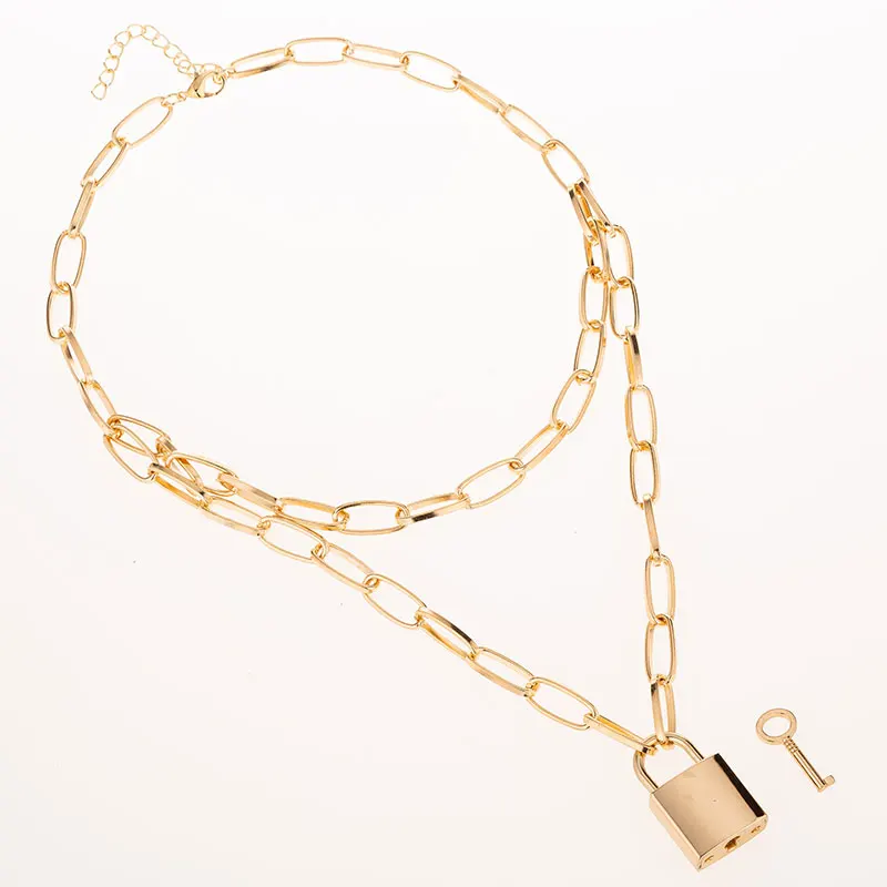 Ожерелье KMVEXO с подвеской замком для женщин и девушек цепочка в стиле панк