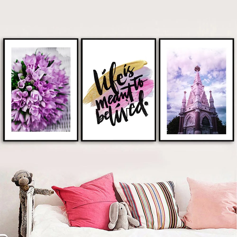 Purple Flower Building Quotes Landscape Wall Art Canvas Painting Nordic Posters and Prints Wall Pictures for Living Room Decor
Purple Flower Building Quotes Landscape Wall Art Canvas Painting Nordic Posters and Prints Wall Pictures for Living Room Decor
