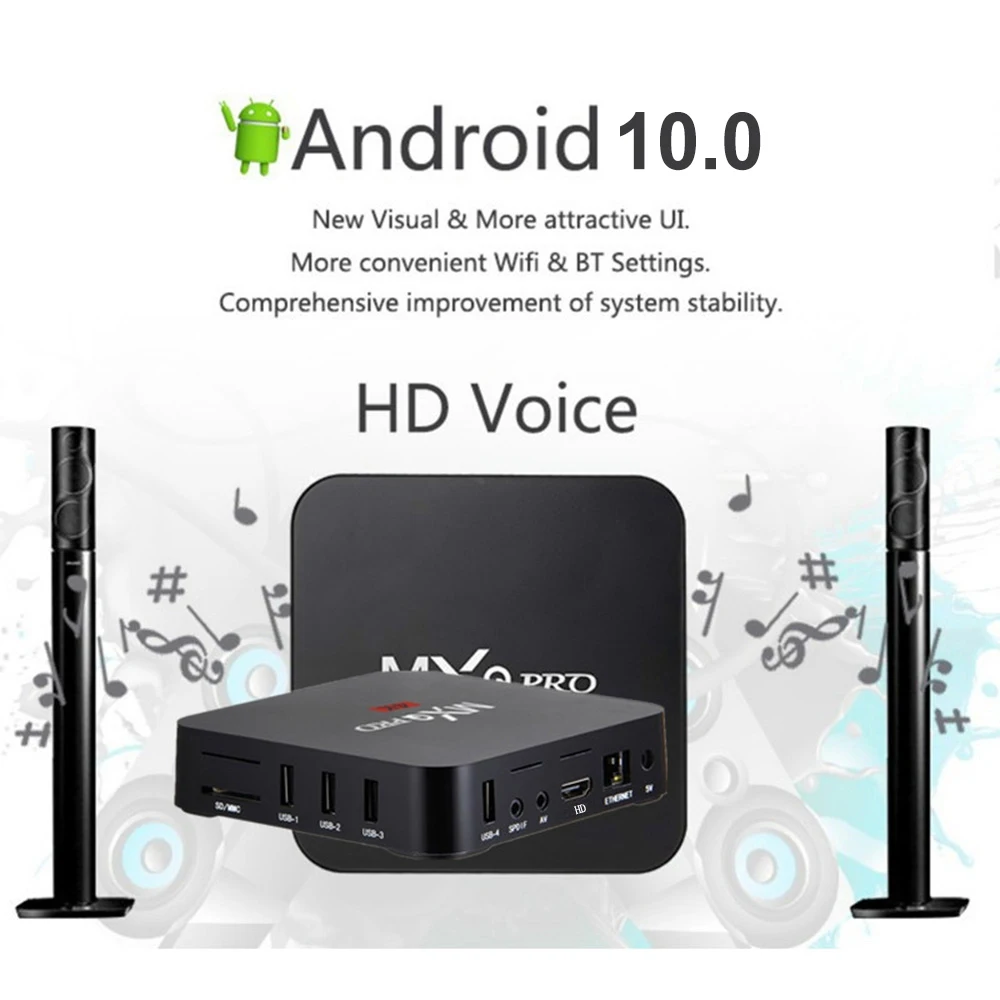 Приставка Смарт ТВ MXQ PRO 4K HD RK3228A 2 + 16 ГБ Android 10 0 Wi Fi 4 ГГц|ТВ-приставки и медиаплееры| |