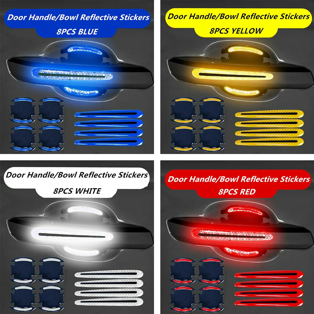 8pcs Car Door Handle Bowl Protective Film Reflective Sticker Strips PVC 4*Door Handle Sticker & 4* Door Bowl Sticker Reflective
8pcs Car Door Handle Bowl Protective Film Reflective Sticker Strips PVC 4*Door Handle Sticker & 4* Door Bowl Sticker Reflective