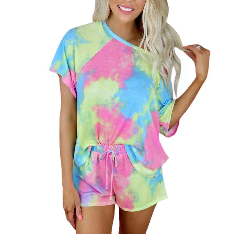 Women 2021 Summer Loose Casual New Style Tie-dye Printing Short-sleeved Round Neck Fashion Casual Home Suit
Women 2021 Summer Loose Casual New Style Tie-dye Printing Short-sleeved Round Neck Fashion Casual Home Suit