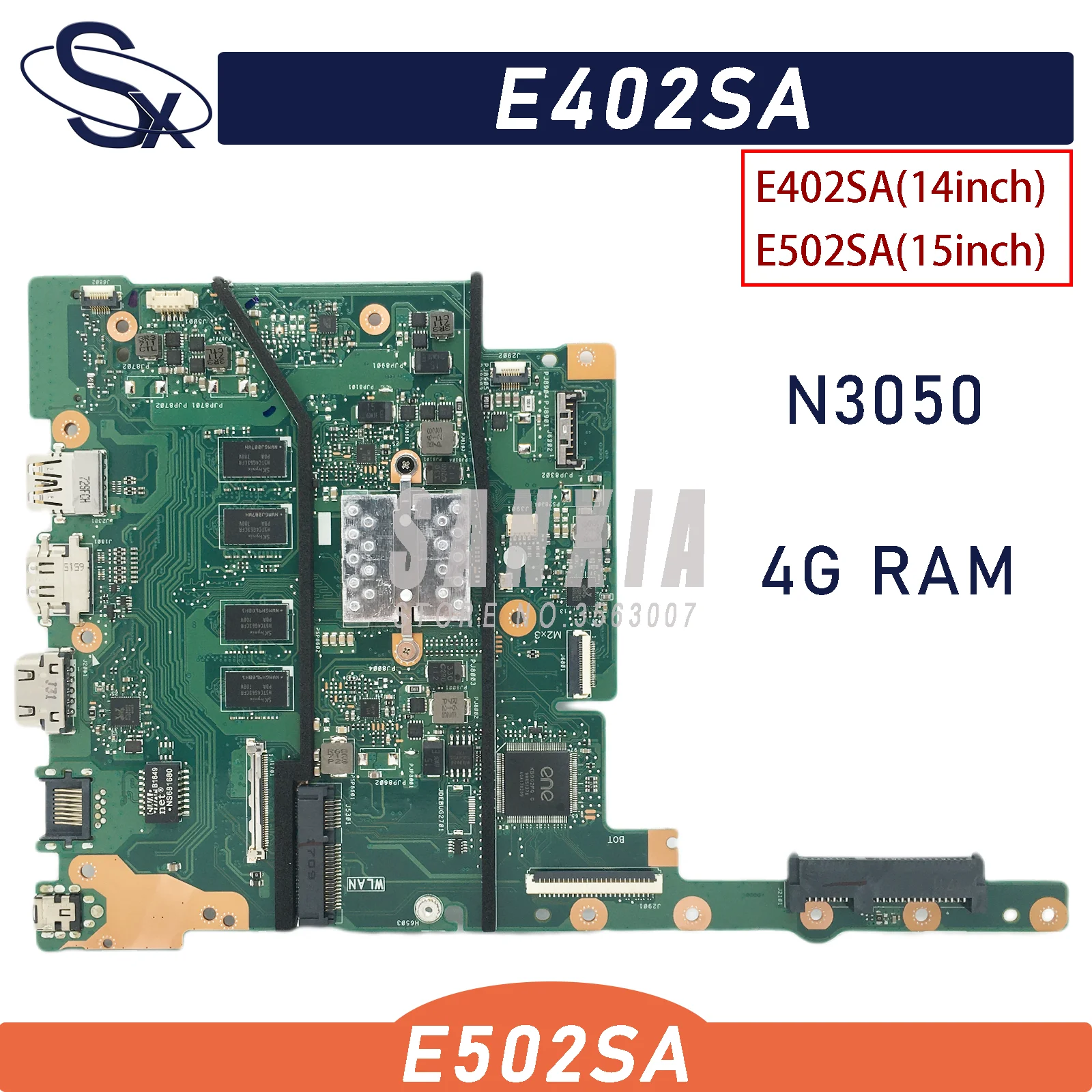 Материнская плата E402SA для ноутбука ASUS E402S E402SA E502S E502SA, оригинальная материнская плата с 4 Гб ОЗУ, Процессор: N3050/N3060, новый тест
Материнская плата E402SA для ноутбука ASUS E402S E402SA E502S E502SA, оригинальная материнская плата с 4 Гб ОЗУ, Процессор: N3050/N3060, новый тест